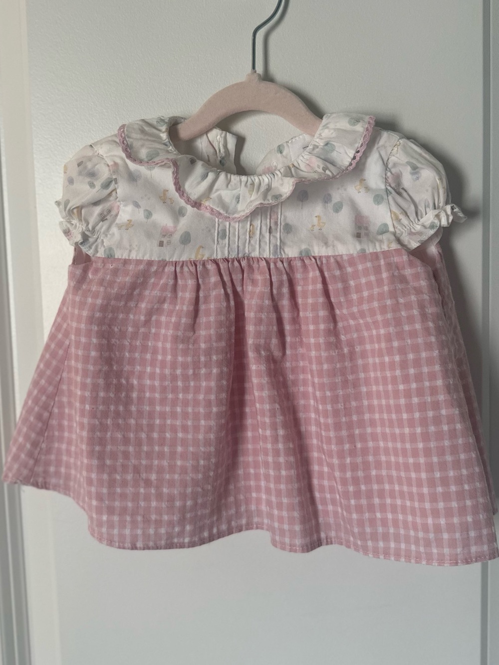 Yoedu Pink Gingham Dress with Matching Bloomers 3M
